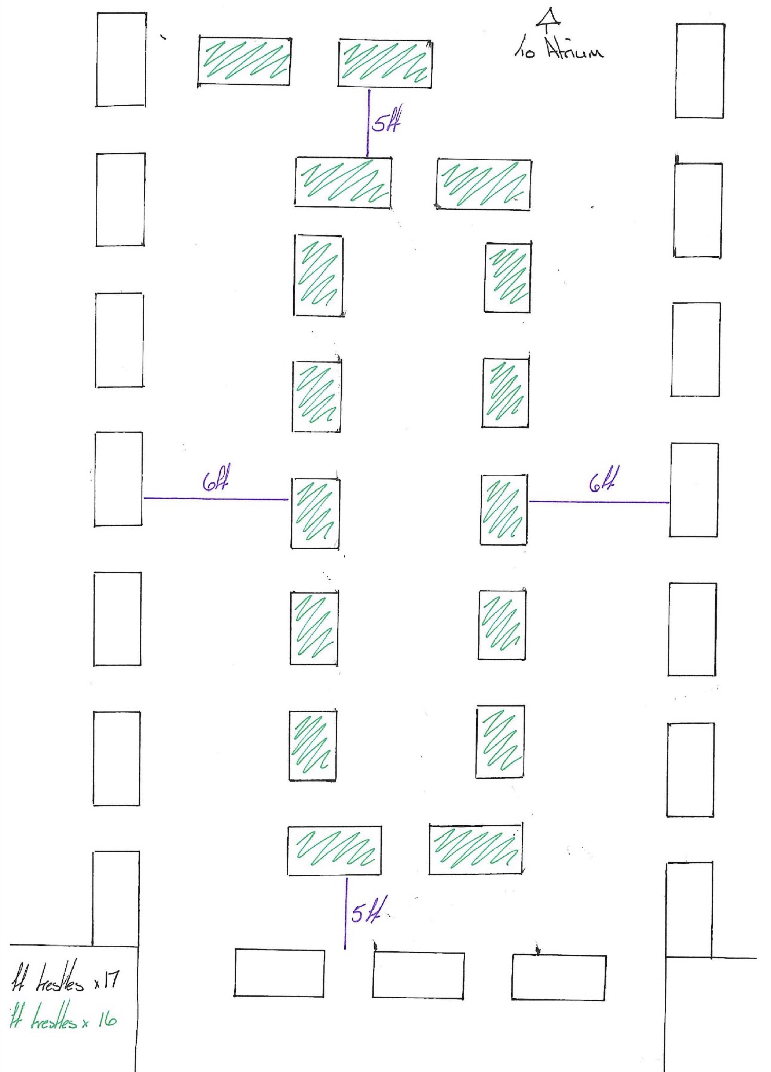 Diamond Event table layout plan — 6 foot and 5 foot tables